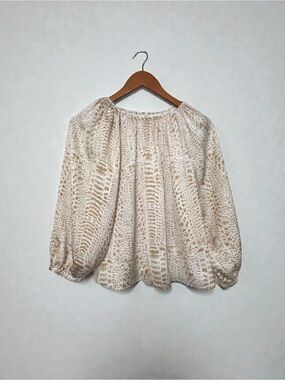 Emily McCarthy Dallas Blouse Gold White Snake Reptile Print Size Small